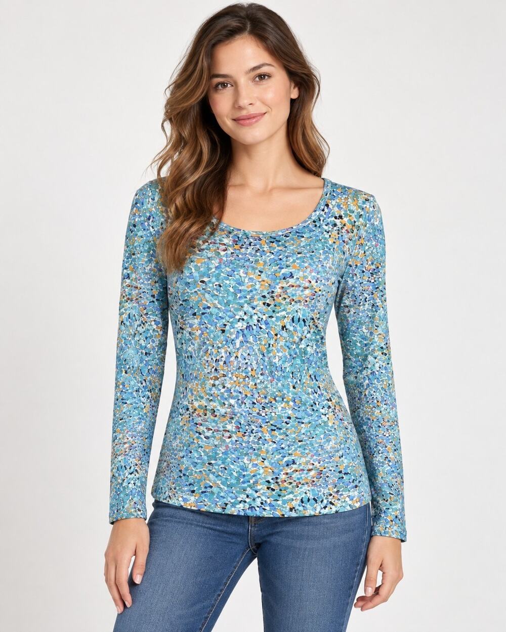 Peruvian Connection Blue Pima Cotton Top New Small